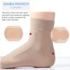 Nuanchu 2 Pairs Padded Skate Socks Ice Skating Protection Socks Lace Bite Gel Pads Ankle Malleolar Sleeves Protection Guards for Front Foot Shin Achilles Tendon Heel (Nude,Lace Bite) view 2