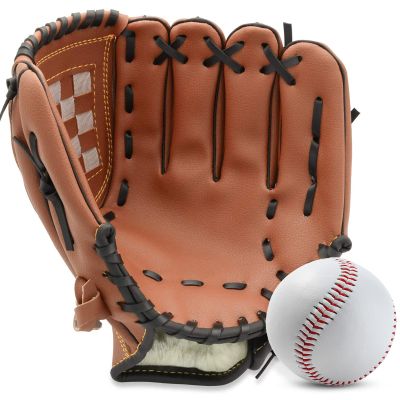 Baseball Glove,Baseball Softball Mitt with Ball for Kids Youth Adults Training and Beginner,Right Hand Throw,Left Hand Glove (Brown, 12.5in)