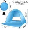Pop Up Beach Tent  for 3-4 Person UPF 50+ UV Sun Protection Beach Shade Pop Up Sun Shelter with Carry Bag and Tent Stakes for Beach, Park, Camping (X-Large) view 3