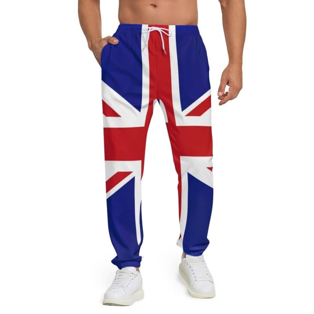 CAIJI Sweatpants for Men England Flag Lounge Pants British Flag Jogging Pants Drawstring Casual Running Trousers with Pocket 2XL England Flag British