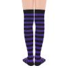 Thigh High Socks for Women Leg Warmers Rainbow Socks Casual Over Knee Socks Striped Stockings Cosplay 1 Pack Purple Black view 3