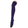 Thigh High Socks for Women Leg Warmers Rainbow Socks Casual Over Knee Socks Striped Stockings Cosplay 1 Pack Purple Black view 4