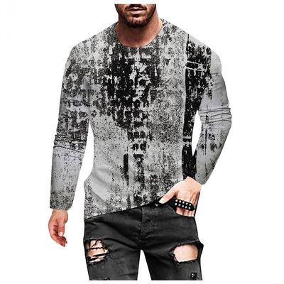 ITISME Graphic Plus Size Long Sleeve for Men Fashion Designer 3D Printed T Shirts Crewneck Slim Fit Vintage Regular-Fit Shirts Funny Lightweight Hipster Cheap Undershirt Tees Tops Streetwear