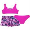 Kaerm Kids Girls Sport Athletic Bikini Tankini Swimsuit Rash Guard Swimwear Booty Shorts Bathing Suit Rose Red Floral 10 Years view 4