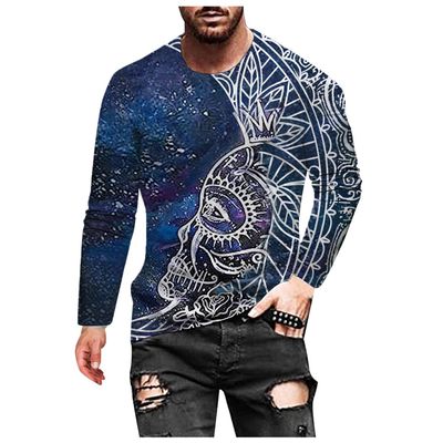 ITISME Graphic Plus Size Long Sleeve for Men Fashion Designer 3D Printed T Shirts Crew Neck Slim Fit Vintage Lounge Funny Lightweight Hipster Cheap Undershirt Tees Tops Streetwear, DIYAGO, Large