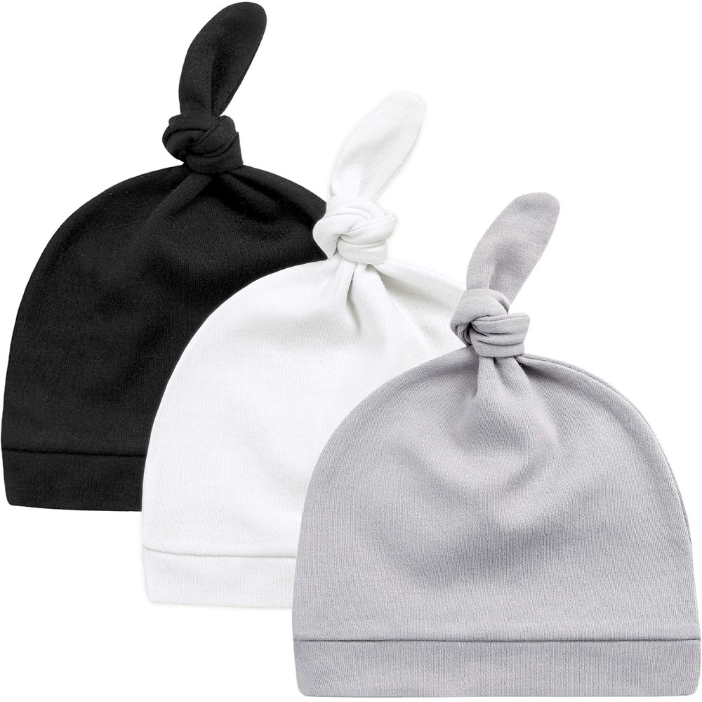 Kiddycare Infant Sun Hat | Preemie Hats for Baby Girl/Boy | Newborn Caps, Baby Beanie, Doctor Developed - Moonlit Mountains 3-6 Months - 3Pk