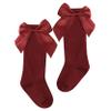 Duoremi Infants Baby Girls Soft Princess Bowknot Knitted Dress Socks Over Knee High Stockings Red 3-5 Years view 1