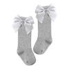 Duoremi Infants Baby Girls Soft Princess Bowknot Knitted Dress Socks Over Knee High Stockings Gray 0-12 Months view 1