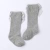Duoremi Infants Baby Girls Soft Princess Bowknot Knitted Dress Socks Over Knee High Stockings Gray 0-12 Months view 2
