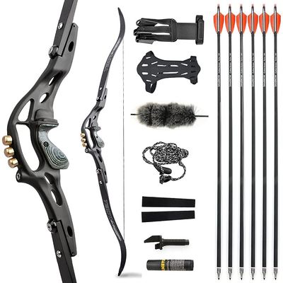 AMEYXGS Archery 62" Takedown Recurve Bow and Arrows Set 30-60lbs Hunting Bow Metal Riser Longbow for Outdoor Shooting Shooting Right Hand (45lbs)