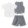 YiZYiF Baby Boys 3-Piece Tuxedo includes Dress Shirt Bow Tie Vest and Shorts Formal Suit Set Gray 3-4 Years view 2