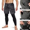 Men's 2 in 1 Running Pants, Gym Workout Compression Pants for Men Training Athletic Pants Camoblack X-Large view 4