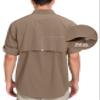 Little Donkey Andy Men's Quick-Dry Stretch Sun Protection Long Sleeve Tactics Shirt Brown M view 3