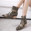 Bcshiye Women's Western Boots,Chunky Heel Low Heel Ankle Boots Pointed Toe Slip on Snake Print Zipper Work Dress Booties view 2