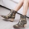 Bcshiye Women's Western Boots,Chunky Heel Low Heel Ankle Boots Pointed Toe Slip on Snake Print Zipper Work Dress Booties view 3