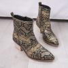 Bcshiye Women's Western Boots,Chunky Heel Low Heel Ankle Boots Pointed Toe Slip on Snake Print Zipper Work Dress Booties view 4