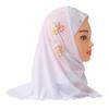 ALEDLE-LIFE Kids Girls Ice Silk Muslim Khimar Hijab Headscarf Elastic Beanie with Crystal Flower Arab Scarf Shawls Neck Wrap Islamic Head Wrap Turban Cap Fashion Rhinestone view 2