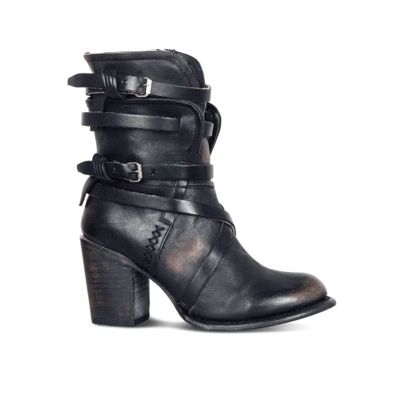 Bcshiye Women's Western Ankle Boot,Chunky Heel Wide Width Mid Calf Boots Retro Buckle Strap Slip On Dress Combat Boots