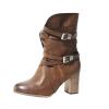 Bcshiye Women's Western Ankle Boot,Chunky Heel Wide Width Mid Calf Boots Retro Buckle Strap Slip On Dress Combat Boots view 1