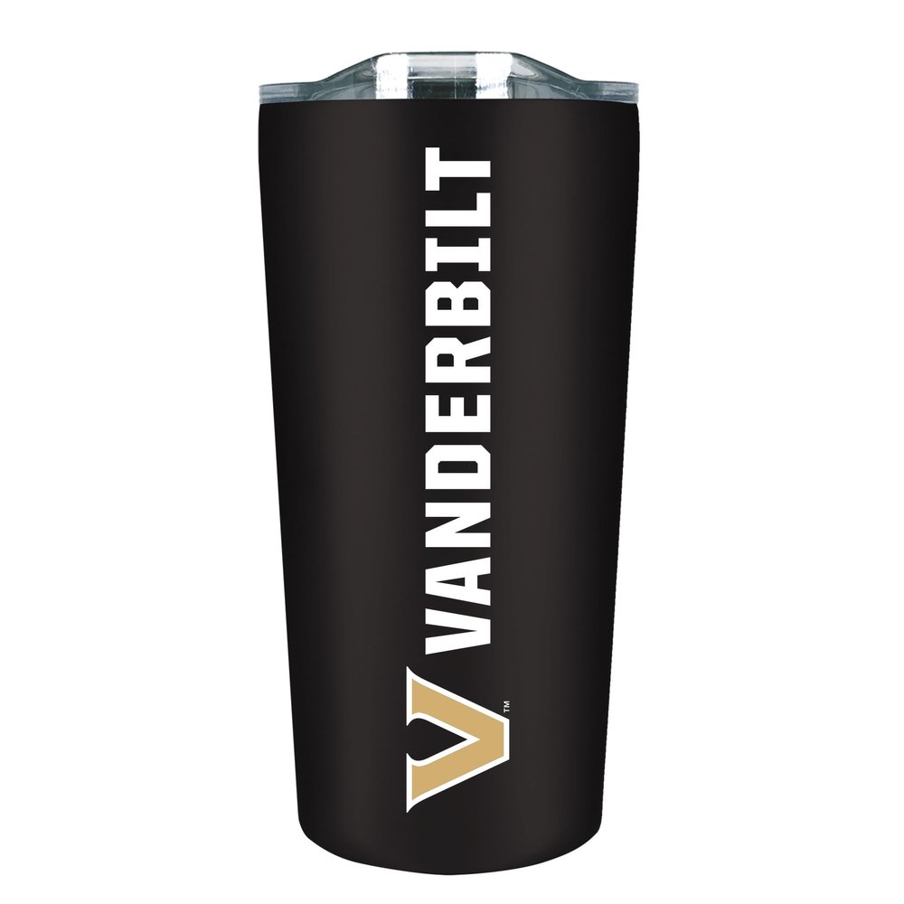 Campus Colors NCAA Stainless Steel Tumbler perfect for Gameday - 18 oz - Double Walled - Keeps Drinks Perfectly Insulated (Vanderbilt Commodores - Black)