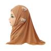 ALEDLE-LIFE Kids Girls Crystal Flower Muslim Khimar Hijab Headscarf Elastic Beanie Arab Scarf Shawls Islamic Turban Cap view 2