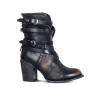 Bcshiye Women's Western Ankle Boot,Chunky Heel Wide Width Mid Calf Boots Retro Buckle Strap Slip On Dress Combat Boots view 1