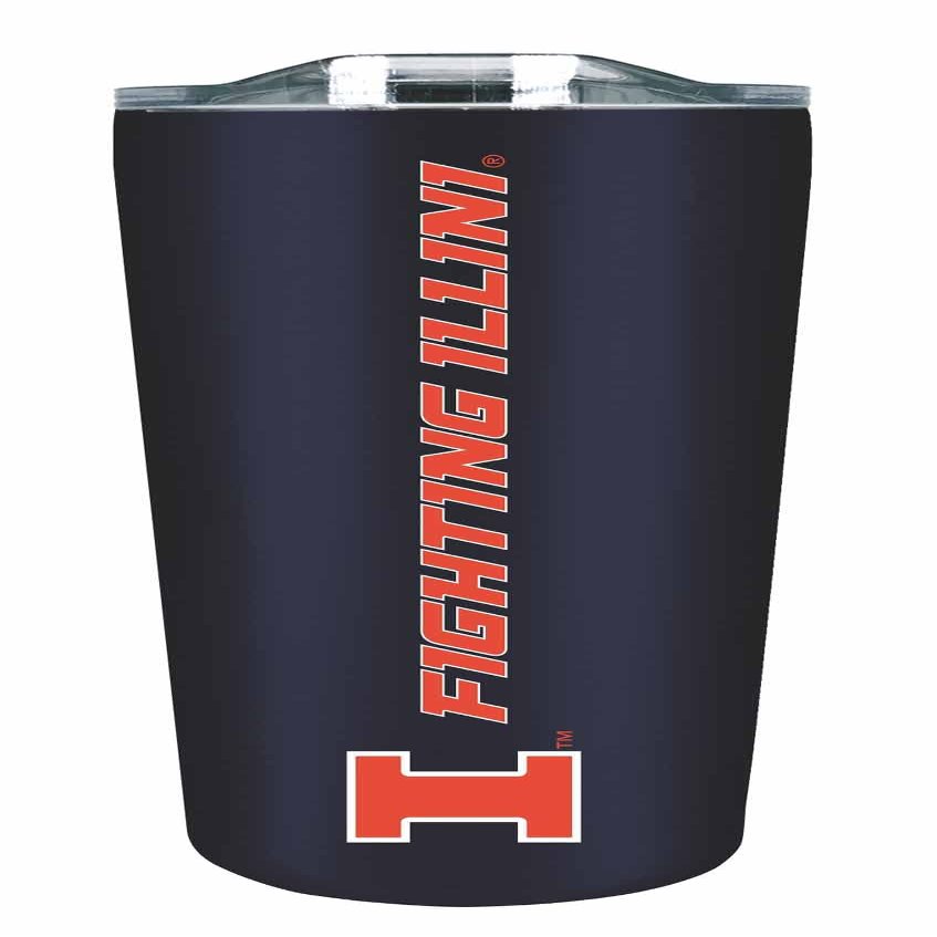 Campus Colors NCAA Stainless Steel Tumbler perfect for Gameday - 18 oz - Double Walled - Keeps Drinks Perfectly Insulated (Illinois Fighting Illini - Navy)
