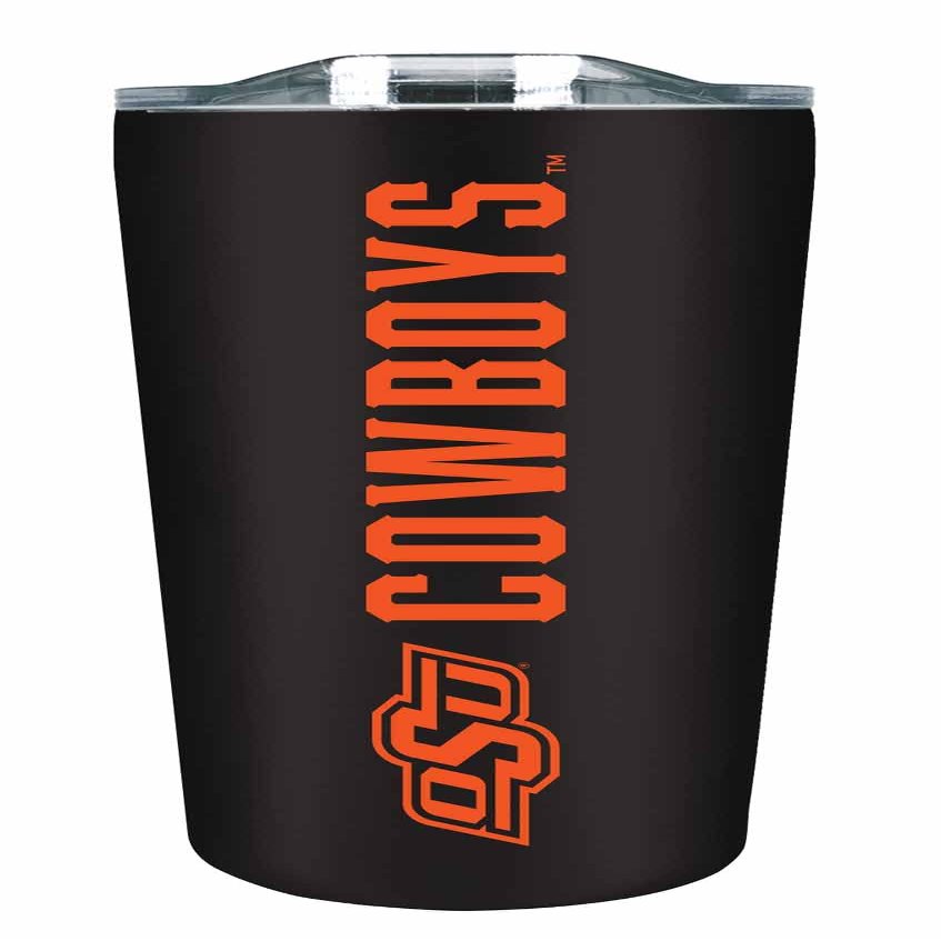 Campus Colors NCAA Stainless Steel Tumbler perfect for Gameday - 18 oz - Double Walled - Keeps Drinks Perfectly Insulated (Oklahoma State Cowboys - Black)