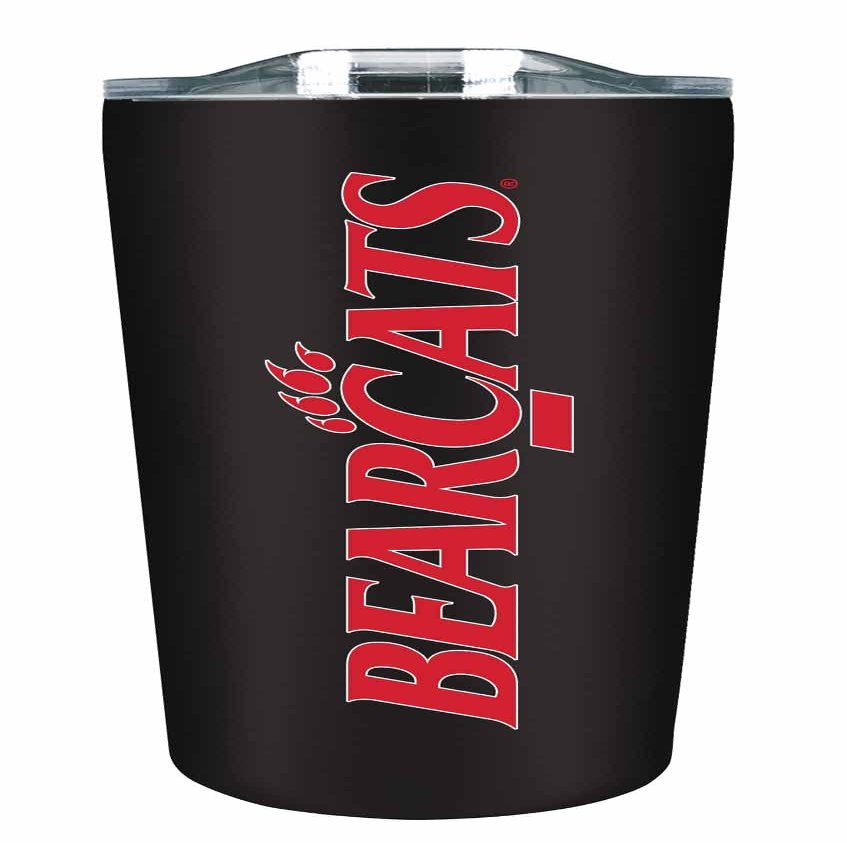 Campus Colors NCAA Stainless Steel Tumbler perfect for Gameday - 18 oz - Double Walled - Keeps Drinks Perfectly Insulated (Cincinnati Bearcats - Black)