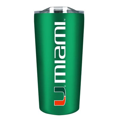 Campus Colors College Stainless Steel, Double Walled, Vacuum Insulated, Reusable Collegiate Tumbler with Slider-Top Lid for Travel, Sports, and Coffee, 18 oz (Miami Hurricanes - Green)