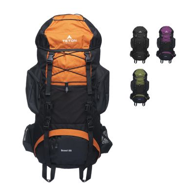 Teton 55L Scout Internal Frame Backpack for Hiking, Camping, Backpacking, Travel, Rain Cover Included, Burnt Orange