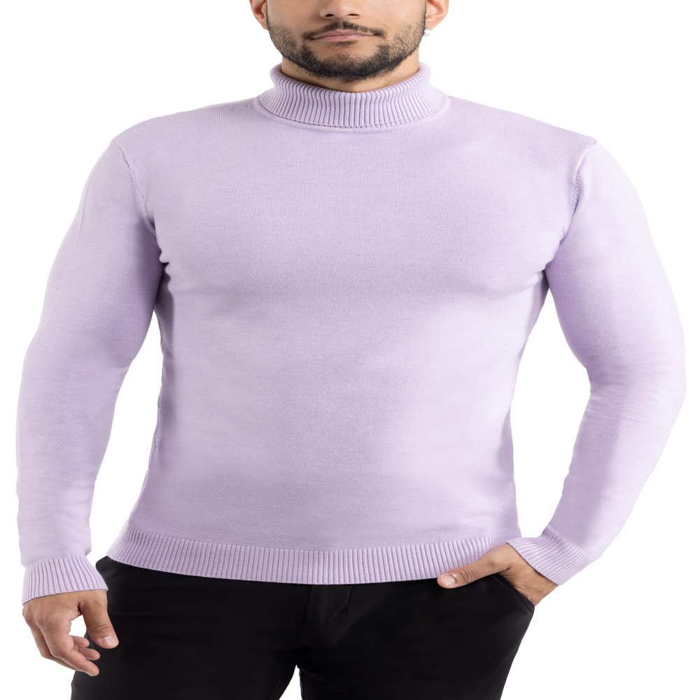 X RAY Mens Turtleneck, Soft Slim Fit Pullover Top, Basic Turtle Neck Sweater for Men, Lilac, Large