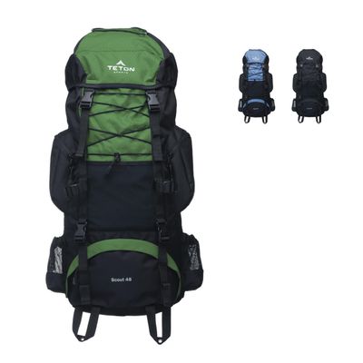 Teton 45L Scout Internal Frame Backpack for Hiking, Camping, Backpacking, Travel, Rain Cover Included, Evergreen