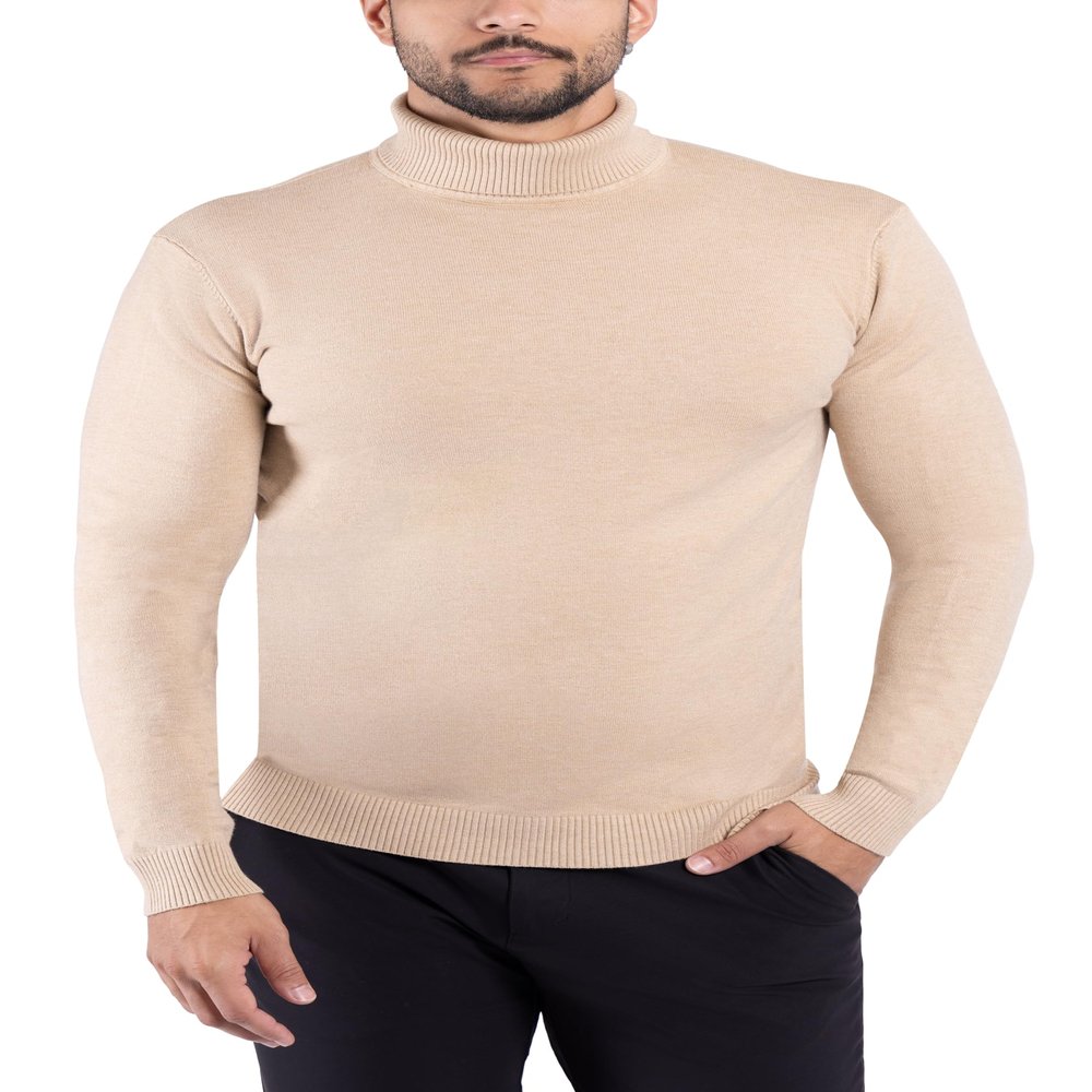 X RAY Mens Turtleneck, Soft Slim Fit Pullover Top, Basic Turtle Neck Sweater for Men, Oatmeal, Medium