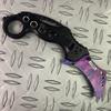 7.75" Full Metal Claw Style Folding Tactical Knife with Titanium Coating Blade and Handle. for Hunting, Camping and Knife Collection (Pink Galaxy) view 2