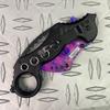 7.75" Full Metal Claw Style Folding Tactical Knife with Titanium Coating Blade and Handle. for Hunting, Camping and Knife Collection (Pink Galaxy) view 4