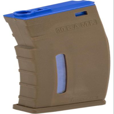 Evike Airsoft - BAMF 190rd Polymer Mid-Cap Mag for M4-Style Series Airsoft AEGs (Color: Tan w/Blue/Single Mag)