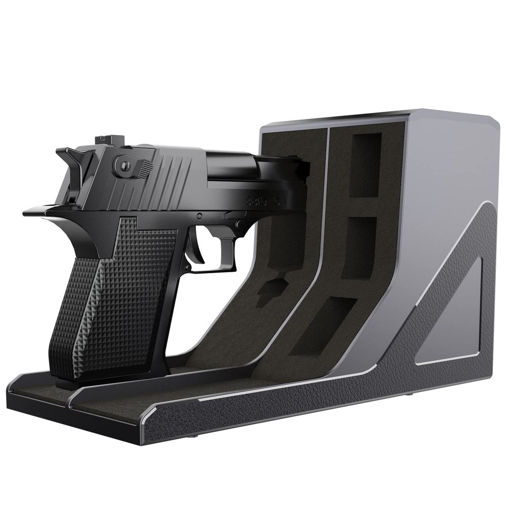 DD Pistol Rack Universal Handgun Storage Protective Handgun Mags Storage Stand, Pistol Holder, Gun Magazine Holder,1 Gun Holder 3 Mag Slots Fit Most Pistols
