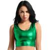 Yihuimin Women's Shiny Metallic Sleeveless Crop Tops Halloween Party Rave Dance Shirt Clubwear Green One Size view 1