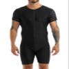 Yihuimin Men's One Piece Short Sleeve Zipper Front Dance Workout Bodysuit Biketard Unitard Jumpsuit Black Large view 1