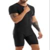 Yihuimin Men's One Piece Short Sleeve Zipper Front Dance Workout Bodysuit Biketard Unitard Jumpsuit Black Large view 2