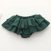 3PC Shorts Set Newborn Baby Girls Boy PP Pants Solid Floral Ruffle Cotton Bloomers Skirt Basic Washable Diaper Cover (3-4 Years,Skirt-Green&Yellow&Blue,3 Years,4 Years) view 2