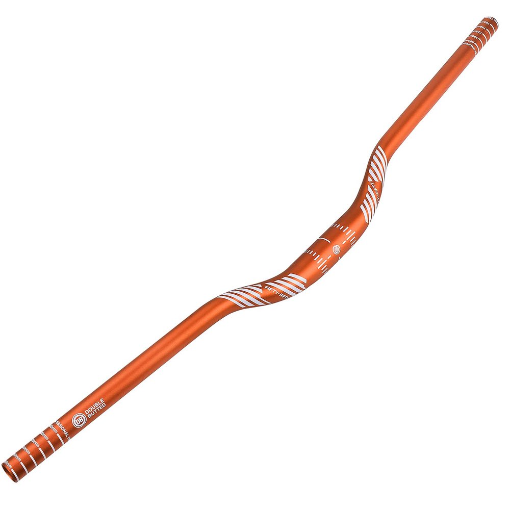 FIFTY-FIFTY Mountain Bike Riser Handlebar, Aluminum Alloy MTB Handlebar, 31.8mm Diameter, 780mm Wide Bicycle Bar (Orange, 35mm Rise)