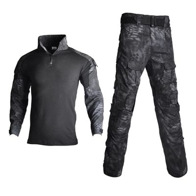 HARGLESMAN Men's Tactical Airsoft Long Sleeve Uniform Set Shirts Snug Fitting Top Shirt Practical Painting Ball Comfortable Breathable Soft Work Hiking Hunting Outdoor Suits Black Python XL
