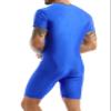 Yihuimin Men's One Piece Short Sleeve Zipper Front Dance Workout Bodysuit Biketard Unitard Jumpsuit Blue Large view 4