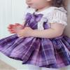 vastwit Toddler Baby Girls Plaid Pleated Bib Skirt with Bowknot Bow Tie Set Basic Suspender Skirts Purple 12-18 Months view 4