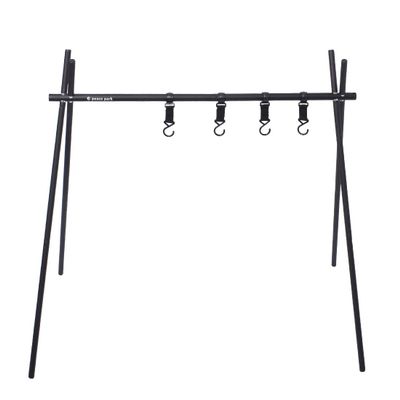 Peace Park PP0820 Camping Rack, Hanging Stand, Lantern Stand, Hanger Rack, Foldable, Small, Storage Bag Included, Black