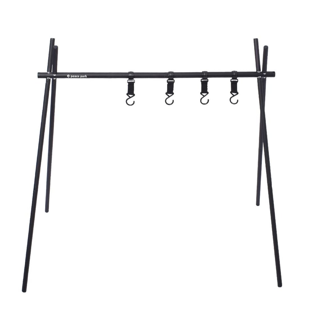 Peace Park PP0820 Camping Rack, Hanging Stand, Lantern Stand, Hanger Rack, Foldable, Small, Storage Bag Included, Black