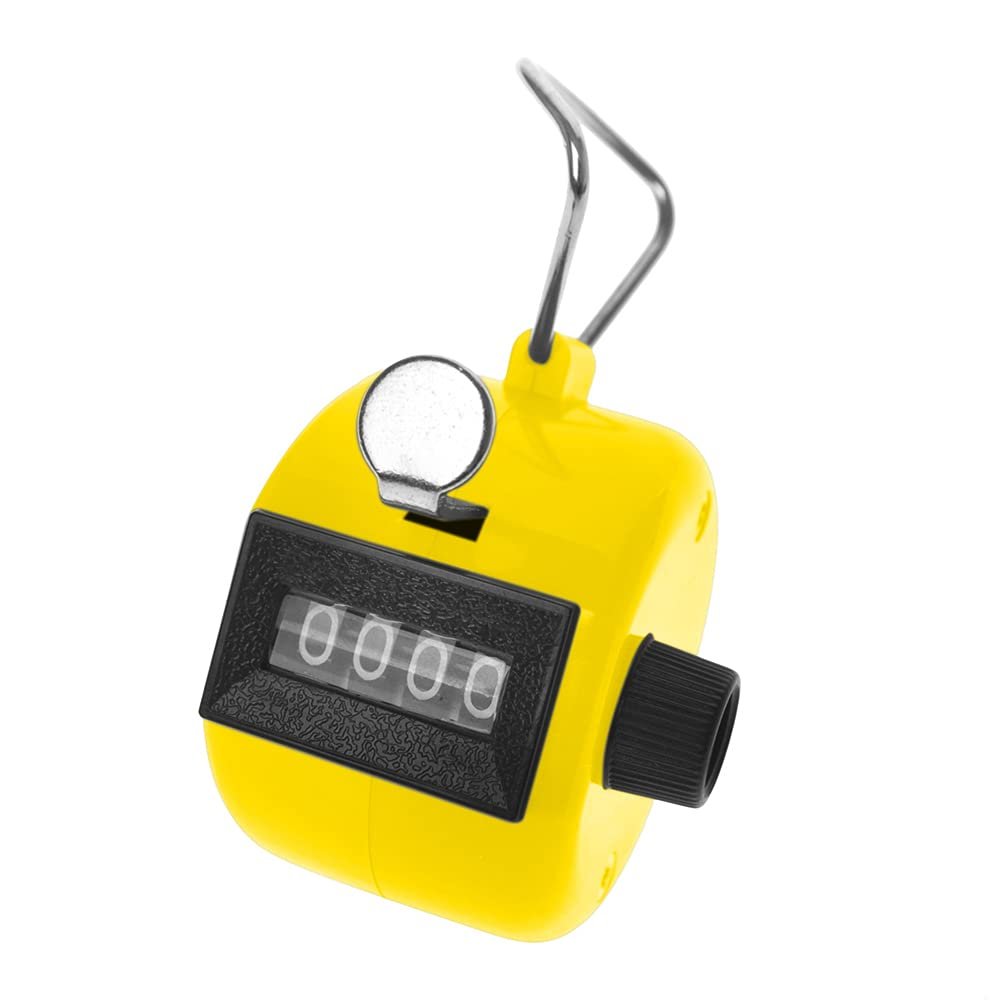 TopTie Hand Tally Counter, 4-Digit Mechanical Golf Clicker Counter Handheld, Palm Number Counter - Yellow