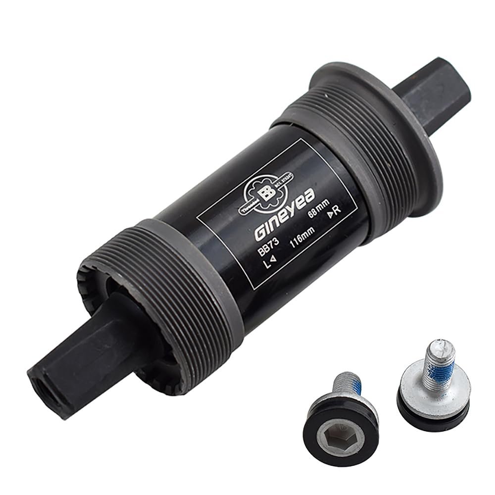 catazer Bicycle Bottom Bracket Square Taper BSA 68mm Spindle 116mm Bike Steel Crank Axis with Screws
